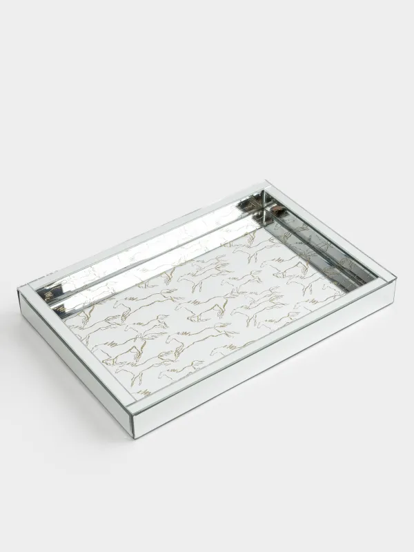 Поднос, 38x26 см, стекло, прямоугольный, зеркальный, Лошадки, Glossy, image-5