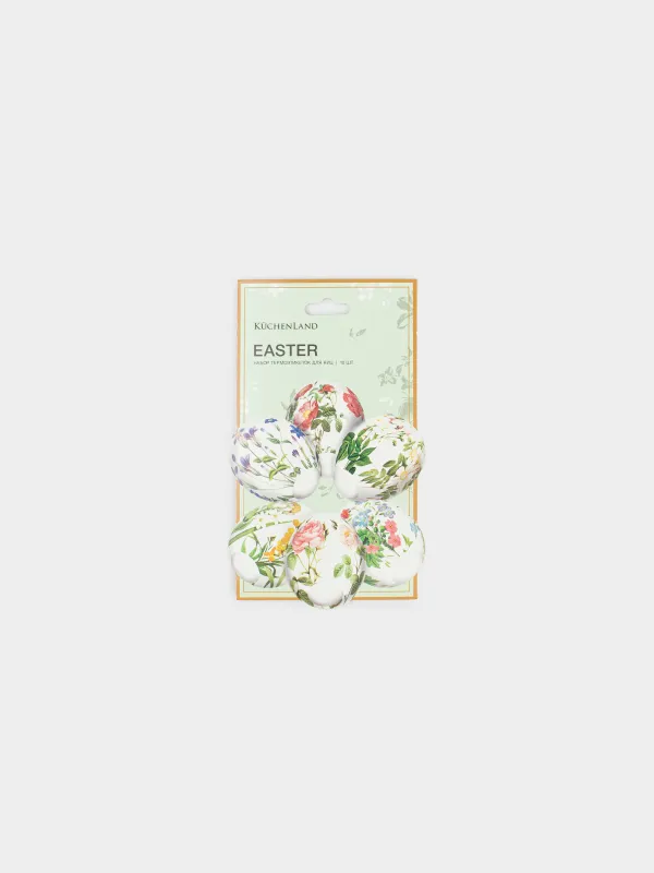 Набор термоэтикеток для яиц, 10 шт, 15х9 см, пасхальный, ПВХ, Цветы, Easter, image-0