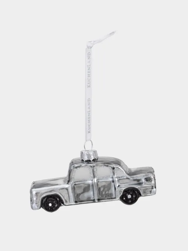 Игрушка елочная, 10х4 см, стекло, с блестками, серебристая, Машина, Figure christmas, image-2