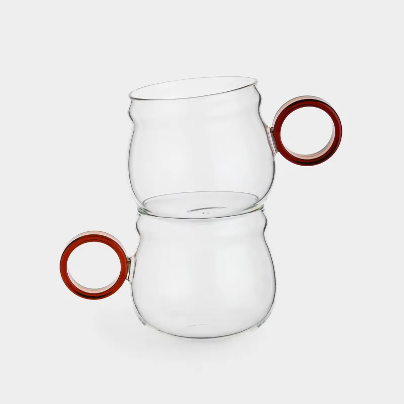 Кружка, 310 мл, 2 шт, стекло Б, коричневая ручка, Vesen