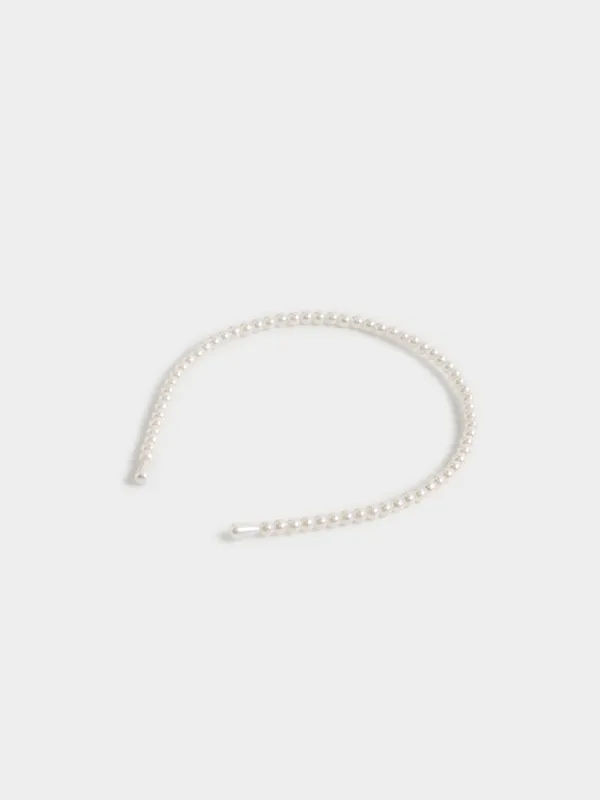 Ободок для волос, 13х14 см, Бусины, Pearl, image-1