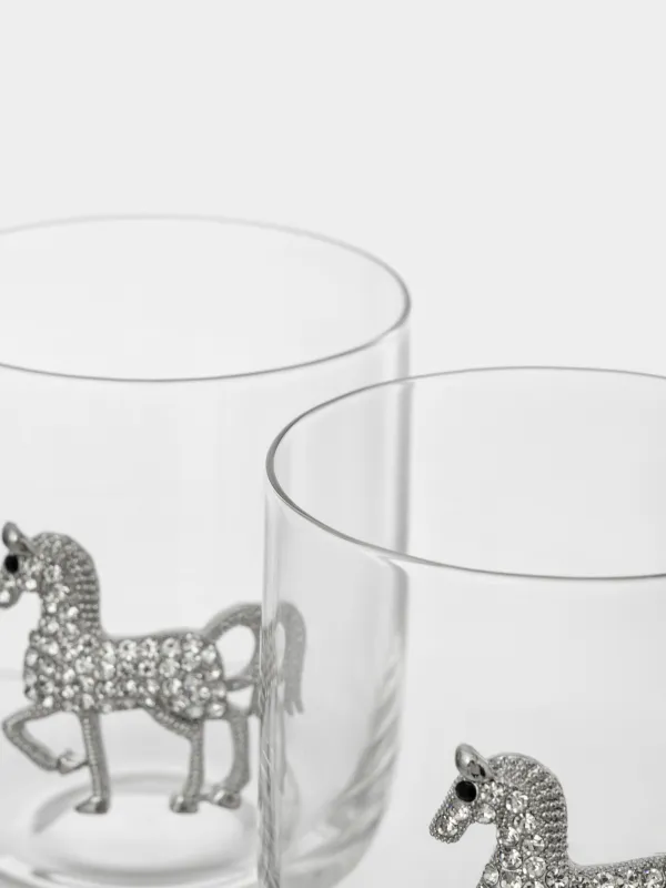 Стакан для виски, 10 см, 340 мл, 2 шт, стекло/металл, Серебристая лошадь, Lux elements, image-5