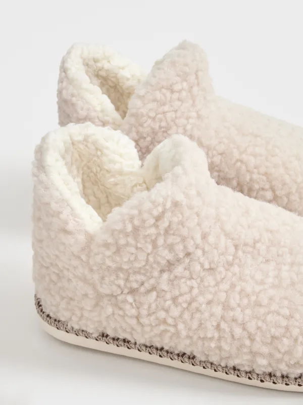 Тапочки домашние, высокие, молочные, Cozy winter, image-2