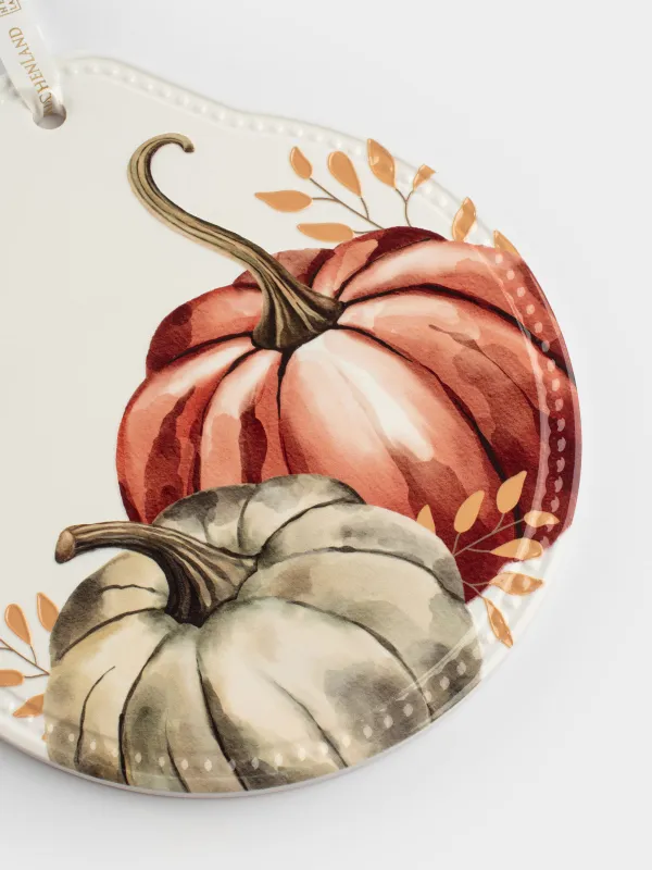 Подставка под горячее, 20х21 см, керамика/пробка, белая, Тыквы, Forest symphony, image-5