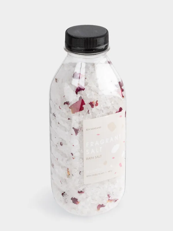 Соль для ванны, 600 гр, питательная, с сухоцветами роз, Роза, Антистресс, Fragrant salt, image-1