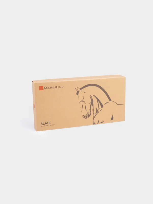 Блюдо сервировочное, 30х15 см, с ручками, сланец/сталь, овальное, Конь, Slate, image-5