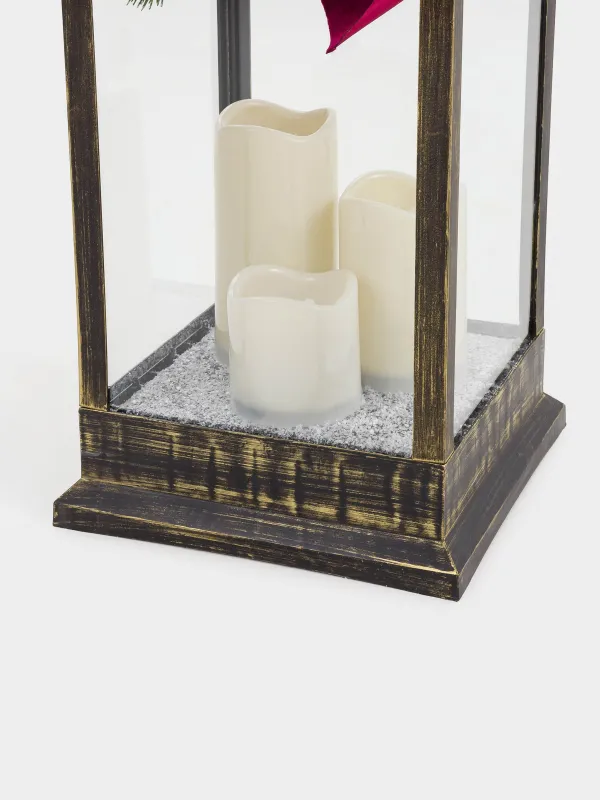 Светильник декоративный, 60 см, пластик, бронзовый, Фонарь со свечами, Bronze style, image-2