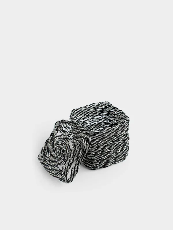 Шкатулка, 10х10 см, бисер, черно-серебристая, Shiny beads, image-2