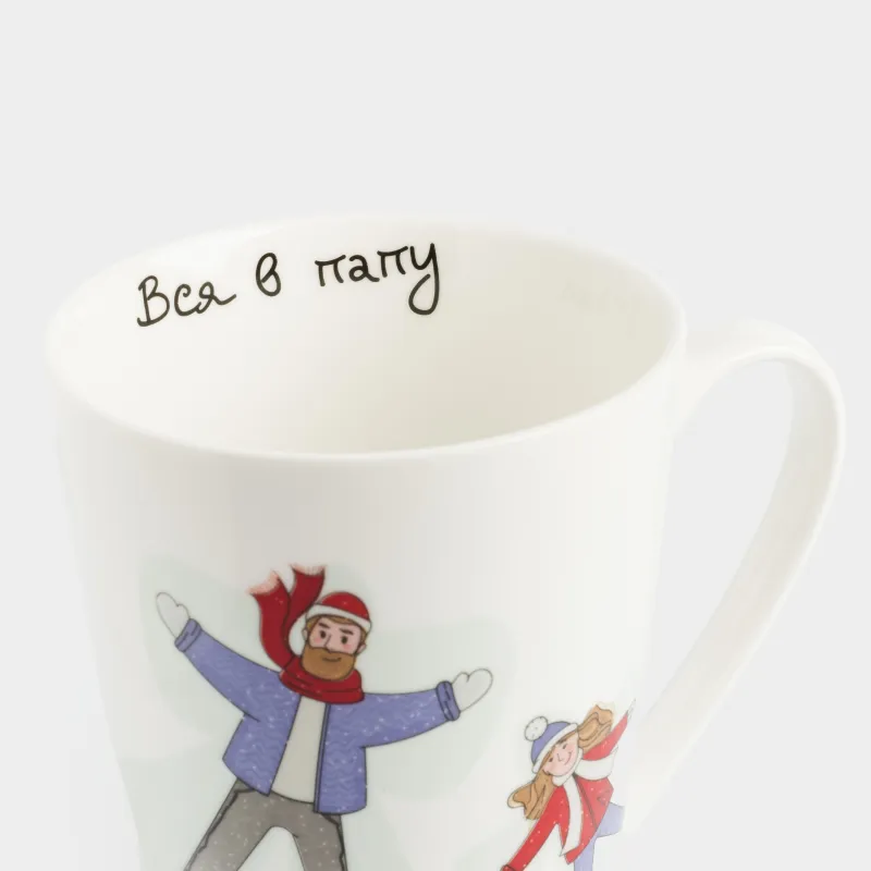 Кружка, 420 мл, фарфор N, белая, Папа и дочь в снегу, Family, image-3