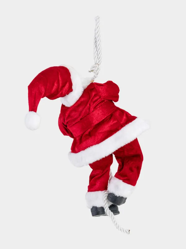 Изделие декоративное, 40 см, подвесное, пластик/полиэстер, красное, Санта на канате, Magic time, image-3