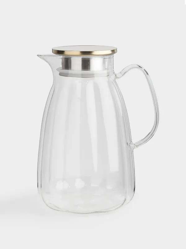Кувшин, 2,1 л, с крышкой-фильтром, стекло Б/сталь, Ledge, image-0