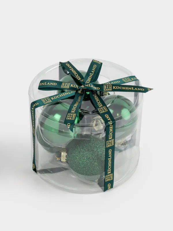 Набор елочных игрушек, 4 см, 8 шт, стекло, зеленый, Шар, Ball sparkle, image-4