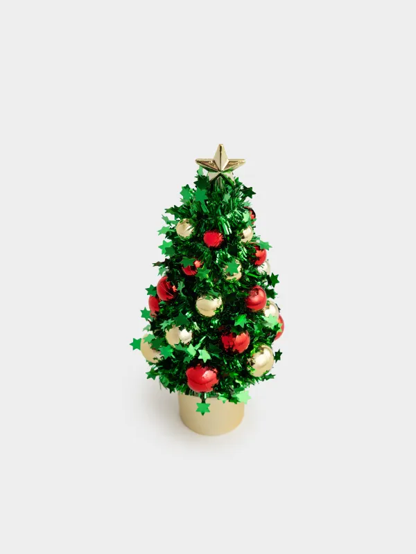 Ель искусственная, 20 см, Ель с шарами, Tinsel christmas, image-2