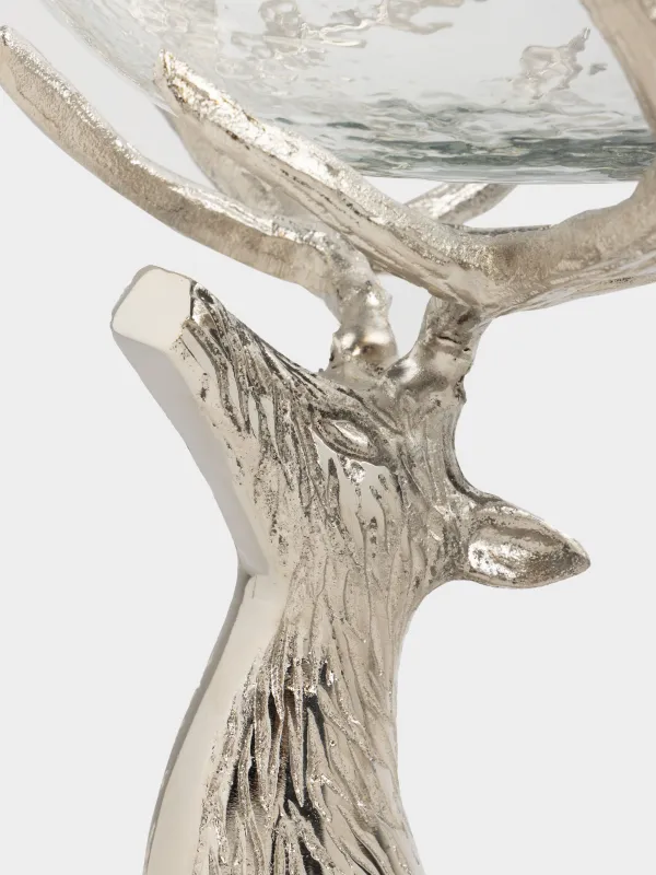 Ваза для фруктов, 26x38 см, на ножке, стекло/металл, серебристая, Олень, Arctic deer, image-5