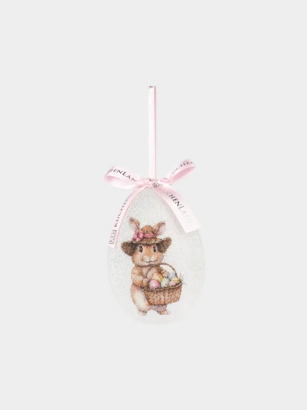 Подвеска, пасхальное яйцо, 10 см, Кролик с корзинкой, Easter, image-0