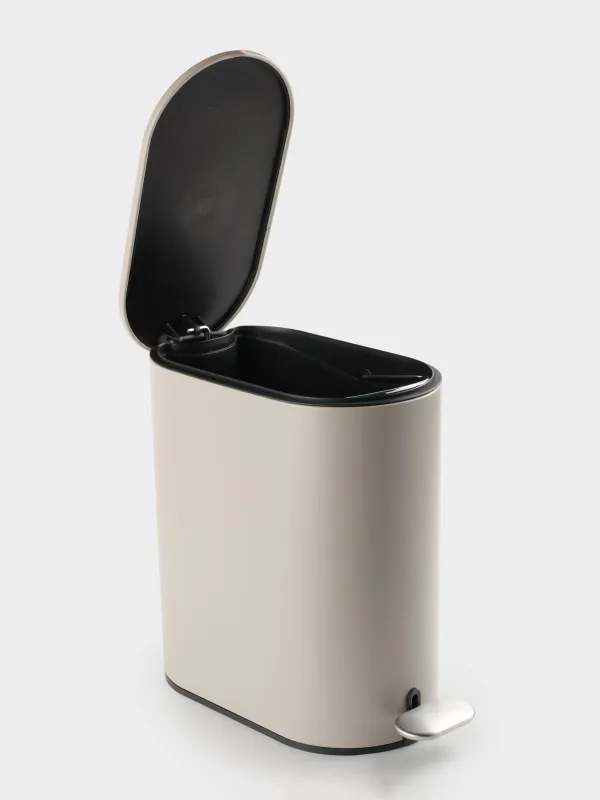 Емкость для мусора, 5 л, с педалью, сталь/пластик, бежево-серая, Giza, image-2