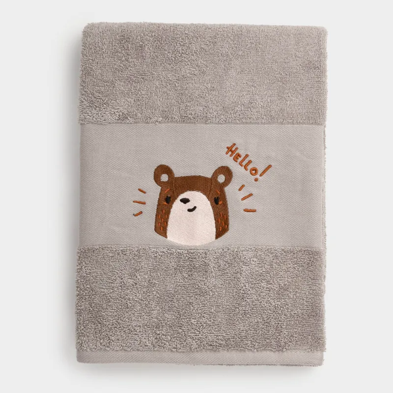 Полотенце детское, 70х120 см, хлопок, песочное, Мишка, Bear
