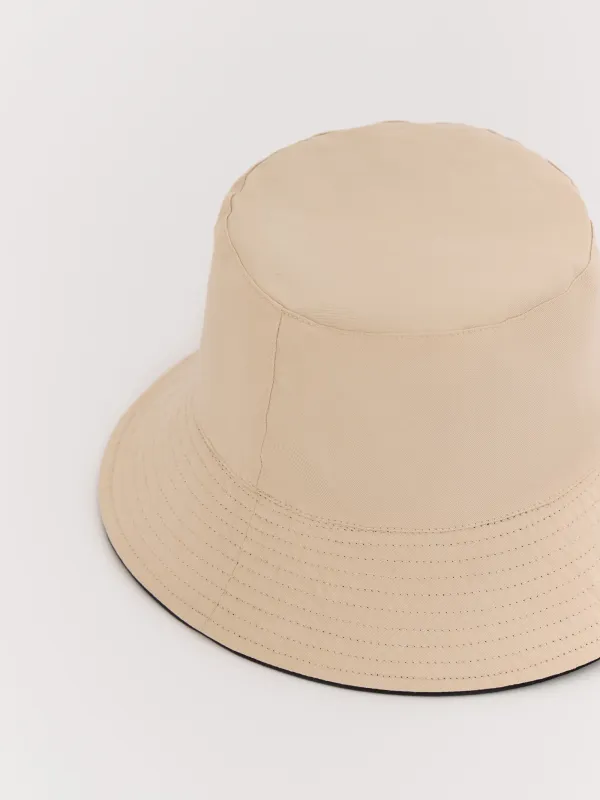 Панама, 57 см, единый размер, двусторонняя, хлопок, черная/молочная, Shore, image-2