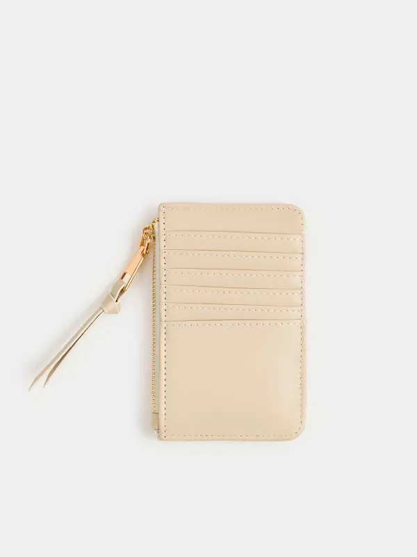 Кошелек женский, 13х8 см, на молнии, с отделениями для карт, полиуретан, молочный, Quilted, image-1