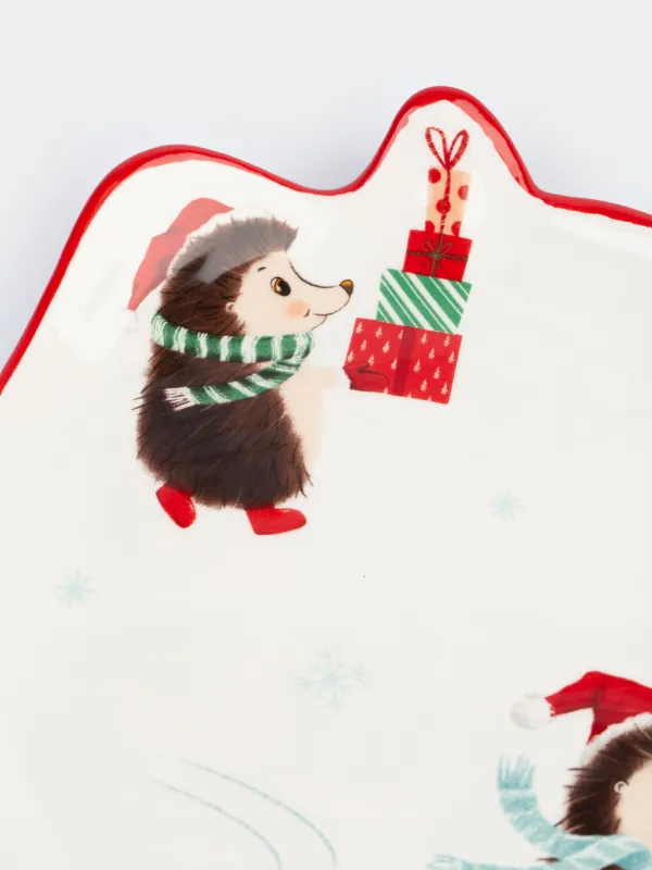 Тарелка закусочная, 21 см, Ежи с подарками, Hedgehog christmas, image-3