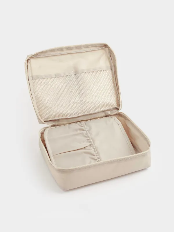 Косметичка дорожная, 21х16 см, полиэстер, бежевая, Easy Travel, image-3