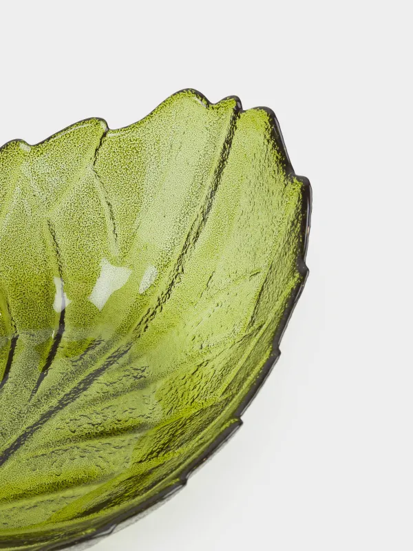 Салатник, 25х10 см, 800 мл, стекло, зеленый, Лист, Curvy, image-6