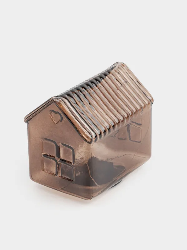 Светильник декоративный, 12х12 см, стекло, коричневый, Дом, House shape, image-0