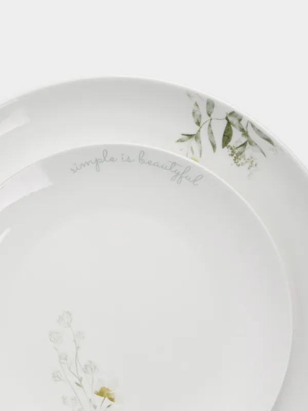 Сервиз обеденный, 6 перс, 18 пр, фарфор P, белый, Цветы и листья, Rareness flower, image-4