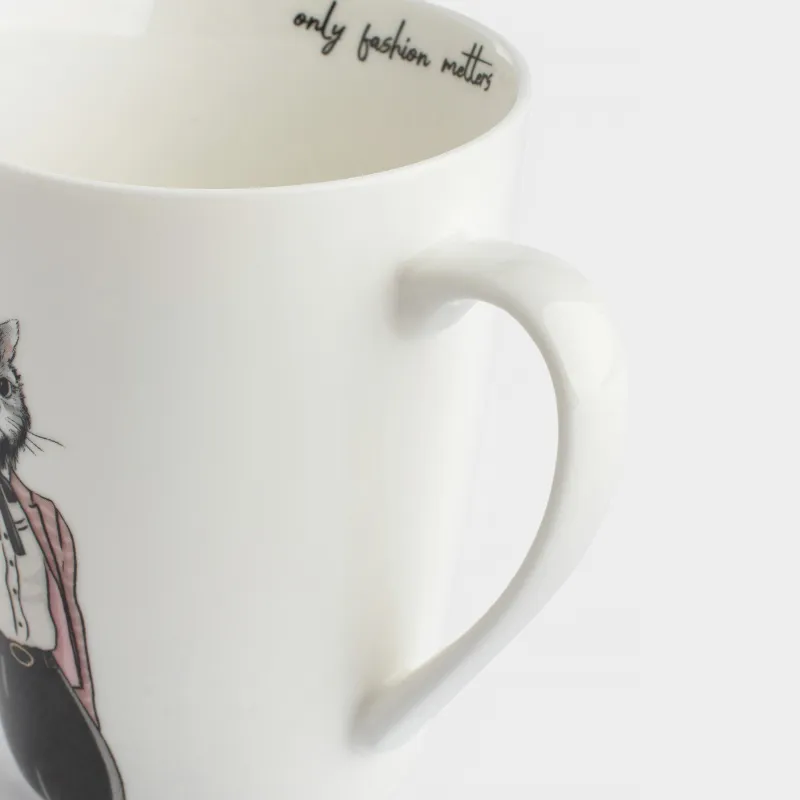 Кружка, 420 мл, фарфор N, белая, Кошка в костюме, On style, image-5