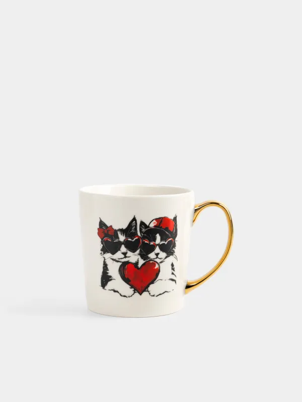 Кружка, 500 мл, Коты и сердце, Cat amour, image-0