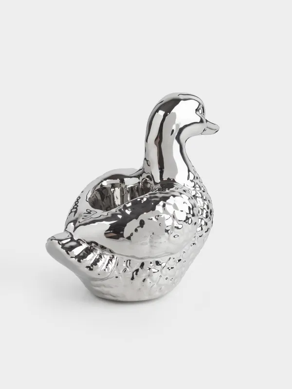 Подставка для зубочисток, 10 см, керамика D, серебристая, Утка, Harmony, image-2