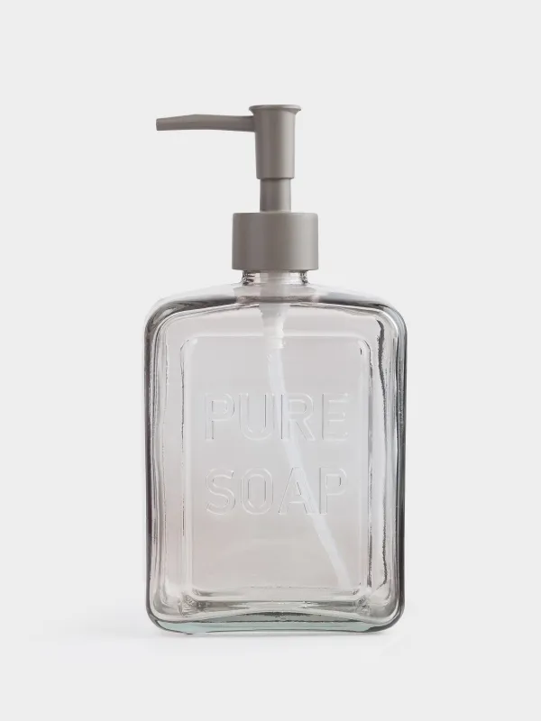 Диспенсер для жидкого мыла, 570 мл, стекло/пластик, серо-коричневый, Pure soap, Title color, image-4
