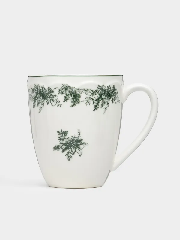 Кружка, 380 мл, 2 шт, фарфор N, бело-зеленая, Зимний букет, Winter lace, image-2