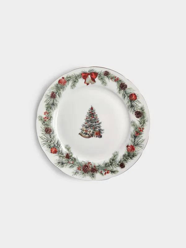 Тарелка обеденная, 27 см, Елка с лошадкой, Christmas miracle classic, image-0