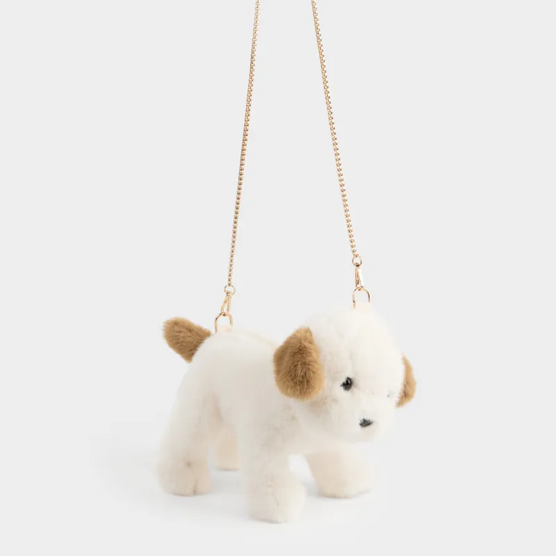 Сумка, 12х26 см, детская, полиэстер/металл, бело-коричневая, Собачка, Dog toy