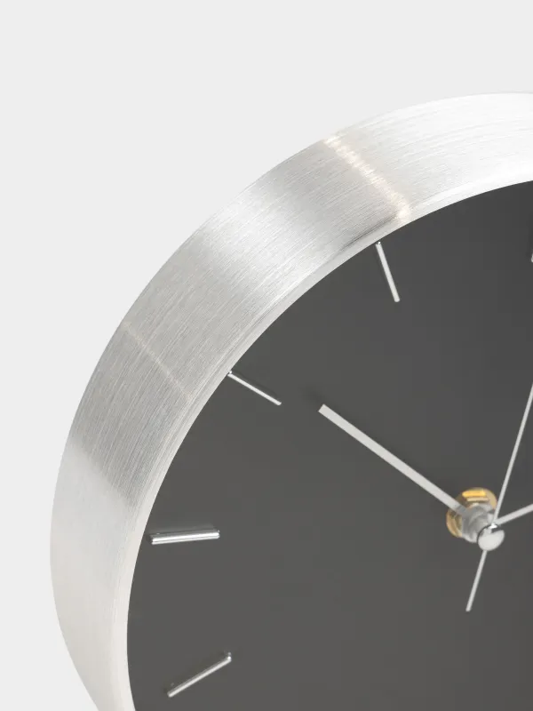 Часы настенные, 20 см, стекло/алюминий, круглые, серебристо-черные, Dial, image-3