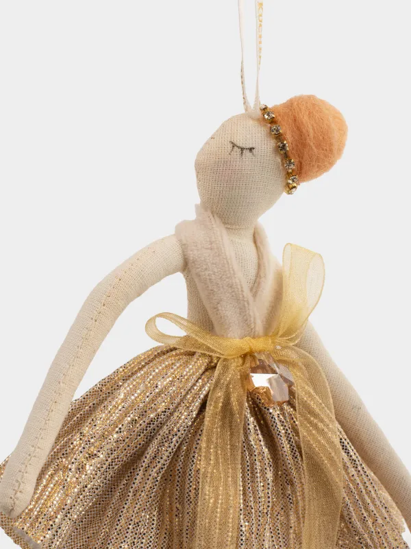 Игрушка елочная, 24 см, полиэстер/металл, шампань, Девочка, Sweet girl, image-2