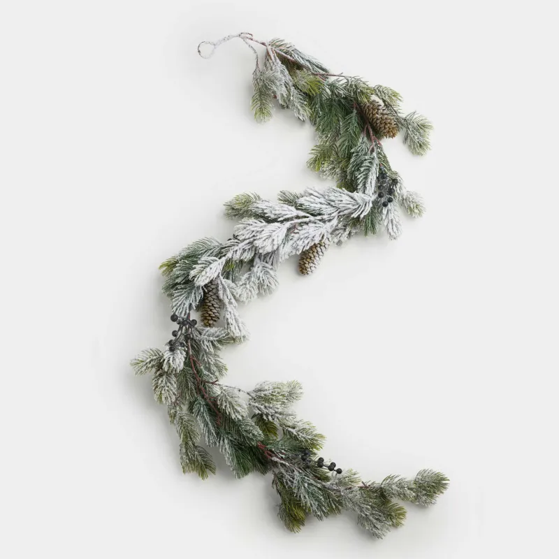 Гирлянда декоративная, 1,3 м, пластик/пенопласт, Синие ягоды и шишки на ветках, Blue berry, image-1