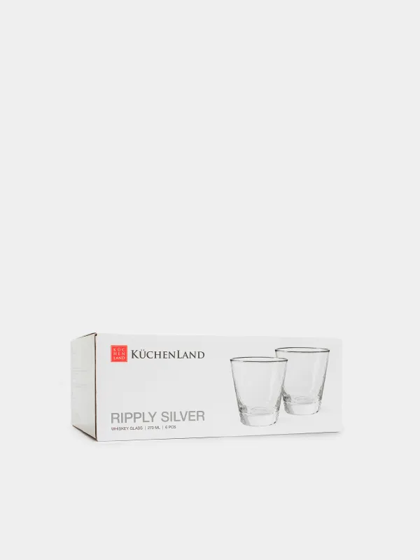 Стакан для виски, 270 мл, 6 шт, с серебристым кантом, Ripply silver, image-4