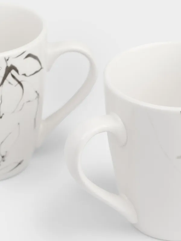 Кружка, 350 мл, 2 шт, фарфор P, белая, Силуэтные цветы, Silhouette flowers, image-4