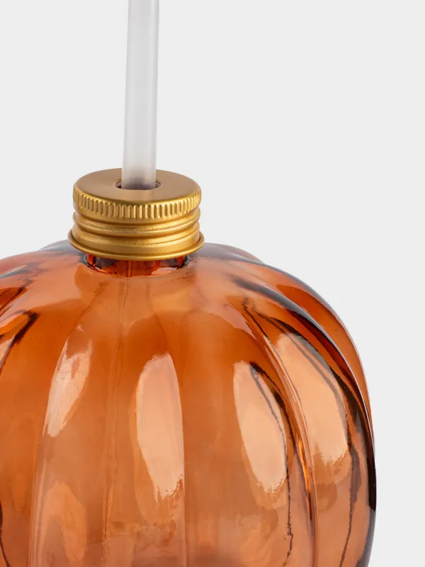 Банка для напитков, 600 мл, с крышкой и трубочкой, стекло, янтарная, Тыква, Pumpkin, image-2