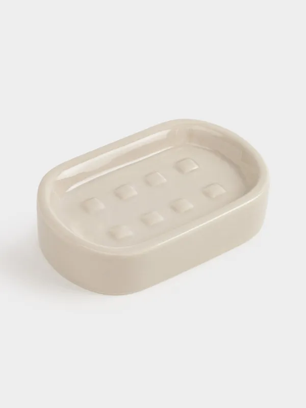 Мыльница, 12х8 см, керамика, бежевая, Nira, image-3