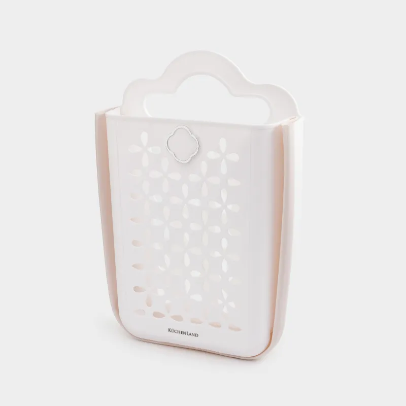 Корзина для белья, 18х27х39 см, складная, пластик/резина, бежево-розовая, Foldaway, image-1