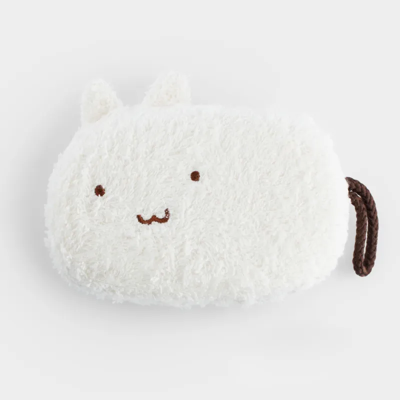 Мочалка для мытья тела, 13х11 см, детская, полиэстер/поролон, молочная, Кот, Cat