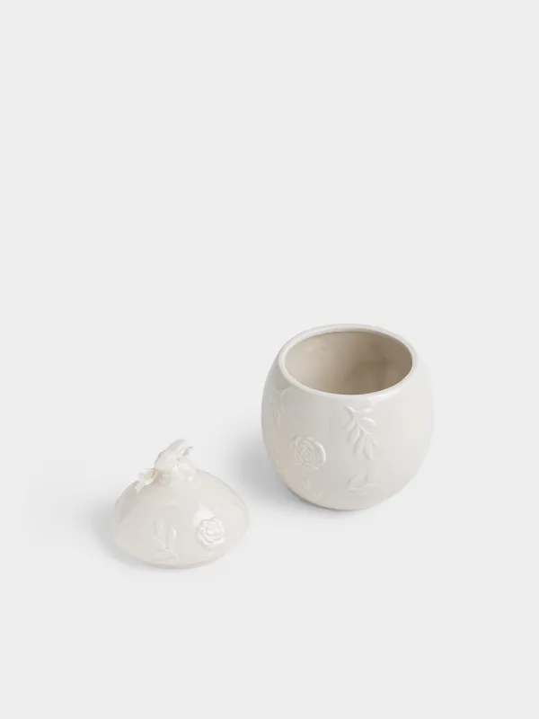 Емкость для хранения, 14х20 см, 1,2 л, керамика D, молочная, Кролик с цветами, Rabbit pattern, image-4