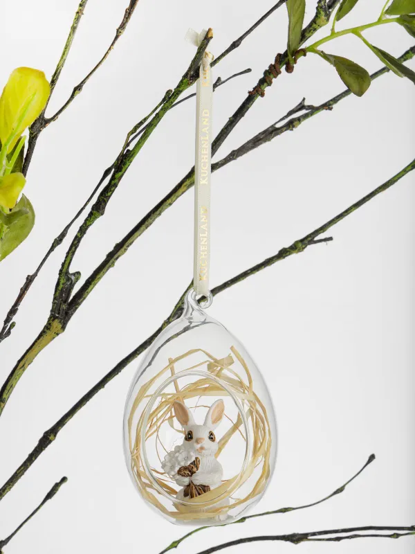 Подвеска декоративная, 6х8 см, Кролик с цветами, Easter, image-2