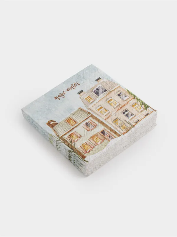 Салфетки бумажные, 21х21 см, 20 шт, House built, image-1