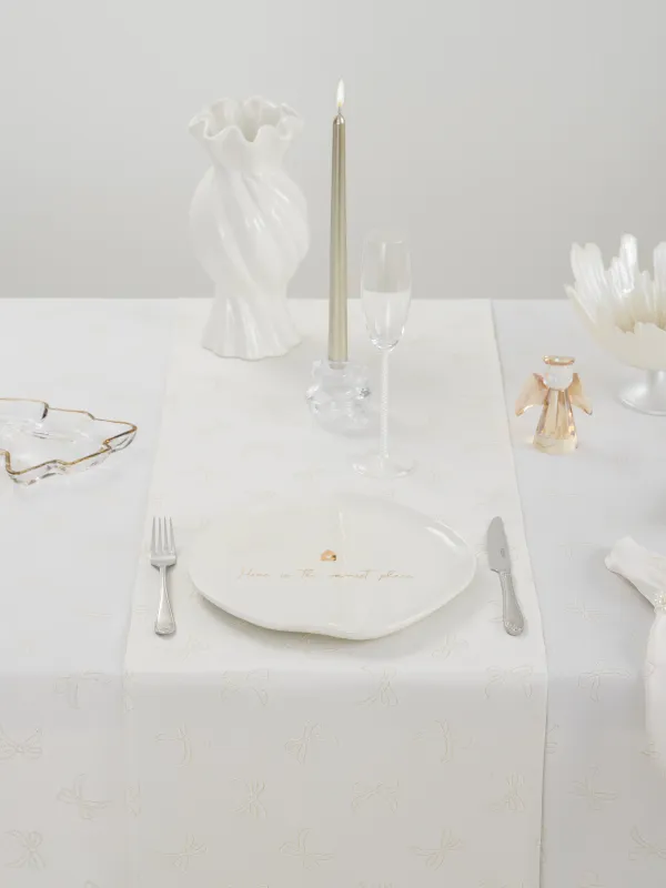 Дорожка настольная, 40х160 см, жаккард, полиэстер, молочная, Банты, Jacquard bow, image-3