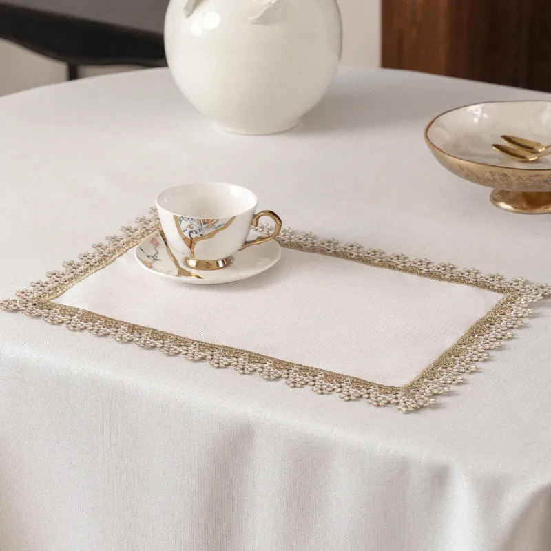 Салфетка под приборы, 30х45 см, Flower lace gold