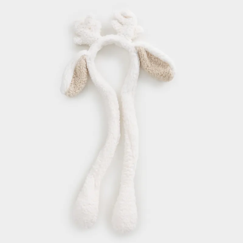 Ободок декоративный, 13х20 см, с поднимающимися ушками, букле, бежевый, Deer toy, image-0